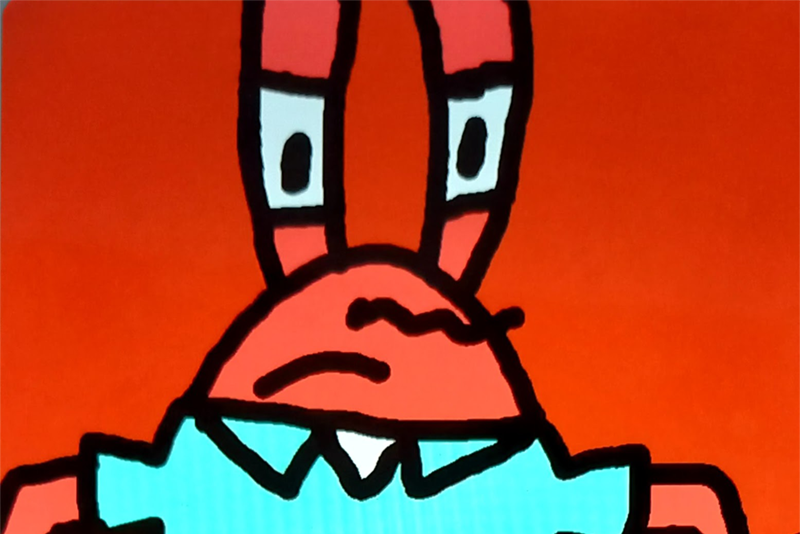 Fotografía de un dibujo del personaje Cangrejo de la serie Bob Esponja