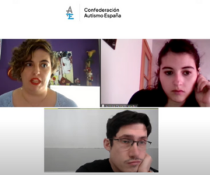 tres personas participan en una jornada online